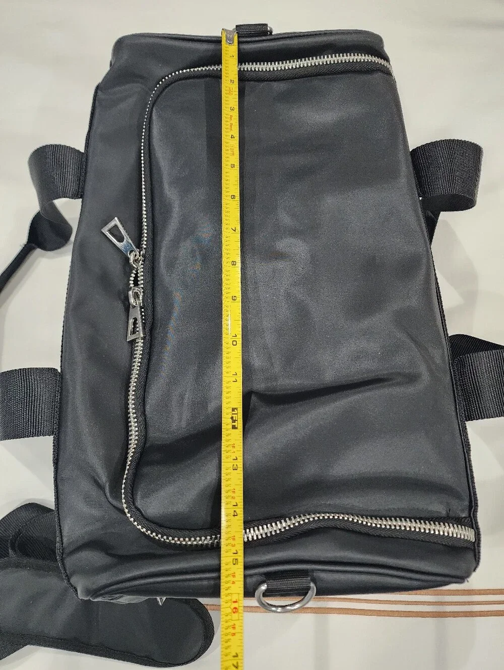 Versace Black Duffel Bag with Silver Greek Key Accents